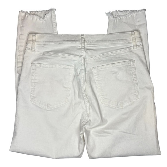 LOFT Women’s White High Waist Denim Crop Frayed Skinny Jeans | Size 8 - Picture 4 of 7
